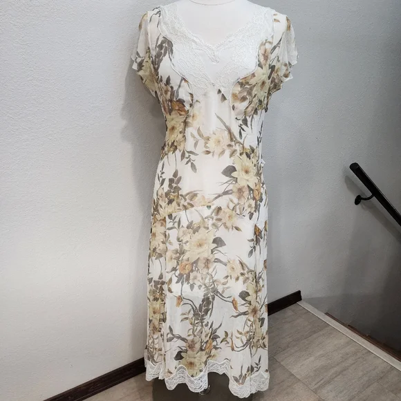 Reiss Emlin Floral Lace Yellow‎ Dress Wedding Garden Party Slip Dress Size 6 - Picture 3 of 11